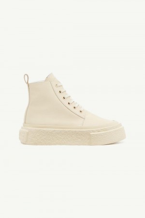 Beige Maison Margiela Lace-up Leather Sneakers | AU_MM23195