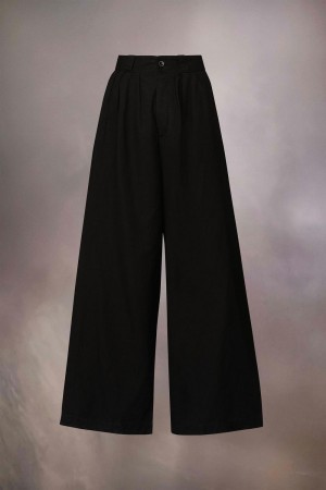 Black Maison Margiela Cotton Linen Canvas Trousers | AU_MM60558