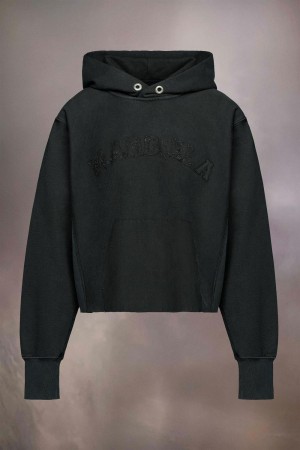 Black Maison Margiela Logo Cotton Fleece Hoodie | AU_MM57170