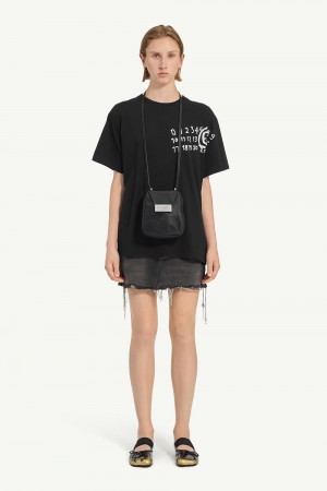 Black Maison Margiela Numeric Dropped-shoulder T-shirt | AU_MM96657