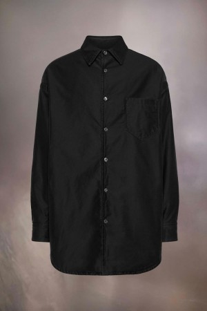 Black Maison Margiela Padded Satin Cotton Shirt | AU_MM32385