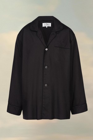 Black Maison Margiela Silk Poplin Shirt | AU_MM23644