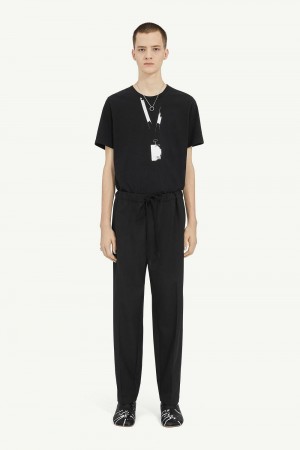 Black Maison Margiela Tapered Leg Tailoring Wool Trousers | AU_MM30650