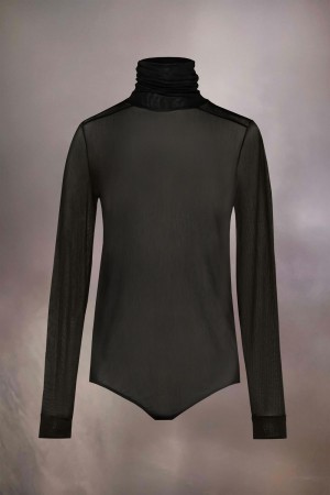 Black Maison Margiela Viscose Jersey Bodysuit | AU_MM56207