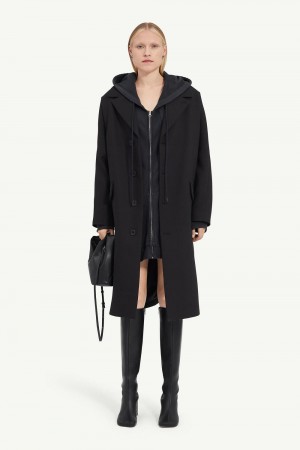 Black Maison Margiela Wool Gabardine Coat | AU_MM66089