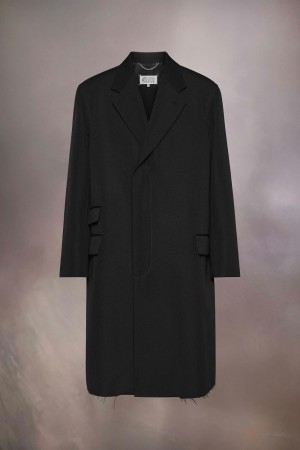 Black Maison Margiela Wool Silk Coat | AU_MM49147