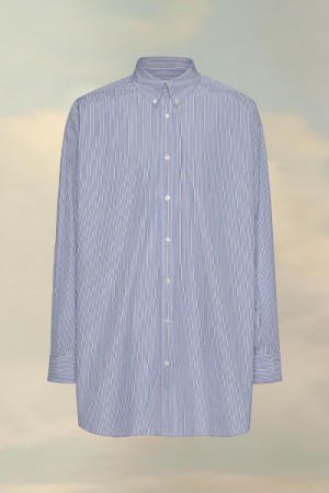 Blue Maison Margiela Organic Cotton Oxford Shirt | AU_MM31399