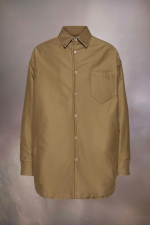 Brown Maison Margiela Padded Satin Cotton Shirt | AU_MM23625