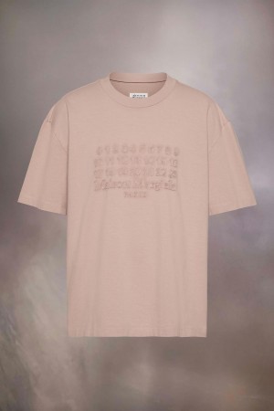 Coral Maison Margiela Embroidered Logo T-shirt | AU_MM47505