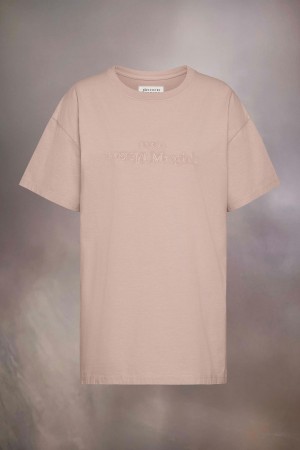 Coral Maison Margiela Embroidered Logo T-shirt | AU_MM37124