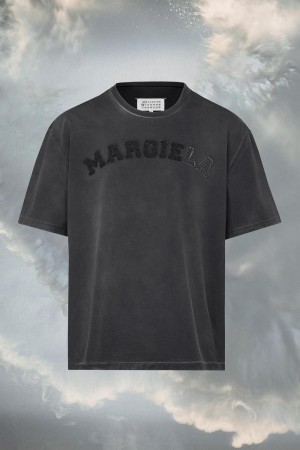 Dark Grey Maison Margiela Logo Heavy Jersey T-shirt | AU_MM32958