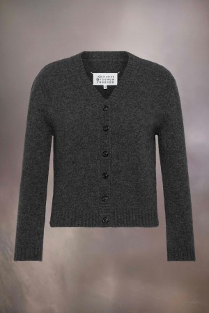 Dark Grey Maison Margiela Washed Lambswool Cardigan | AU_MM62346