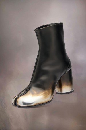 Gold Black Maison Margiela Tabi Metallic Ankle Boots | AU_MM66385