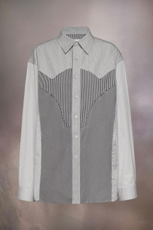 Grey Maison Margiela Stripe Yoke Shirt | AU_MM36661