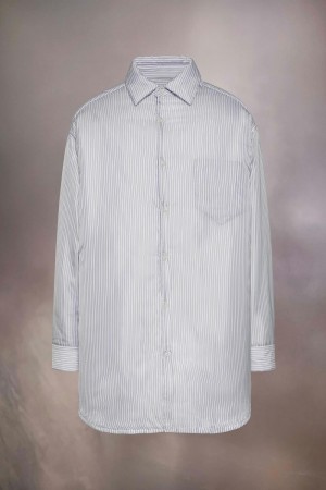 Light Blue Maison Margiela Padded Stripe Shirt | AU_MM18175