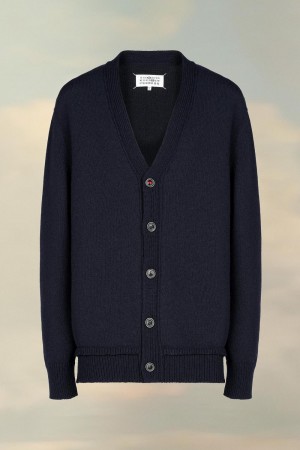 Navy Maison Margiela Elbow Patch Cardigan | AU_MM57613