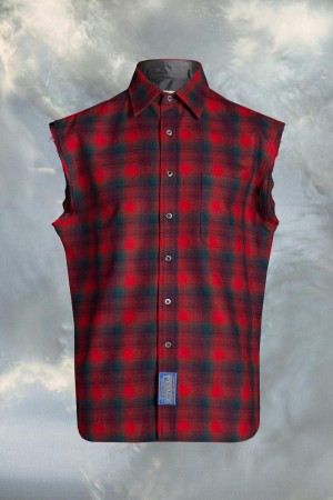 Red Black Maison Margiela Pendleton Sleeveless Shirt | AU_MM64549