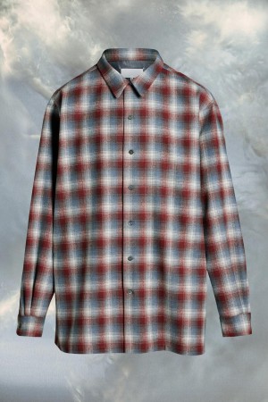 Red Grey Maison Margiela Pendleton Oversized Shirt | AU_MM74851