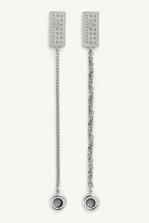 Silver Maison Margiela Embossed Numeric Earrings | AU_MM67803