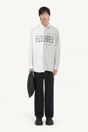 White Grey Maison Margiela Asymmetric Cotton Poplin Shirt | AU_MM25691