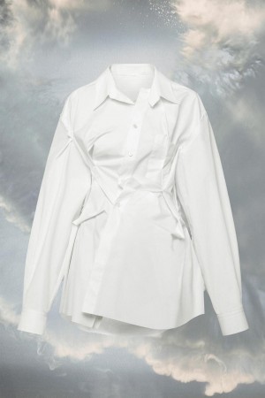 White Maison Margiela Raw Cotton Poplin Shirt | AU_MM28819