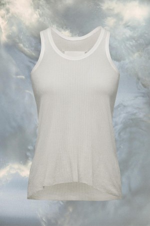 White Maison Margiela Ribbed Tank Top | AU_MM49889