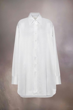 White Maison Margiela Silk Shirt Dress | AU_MM98448