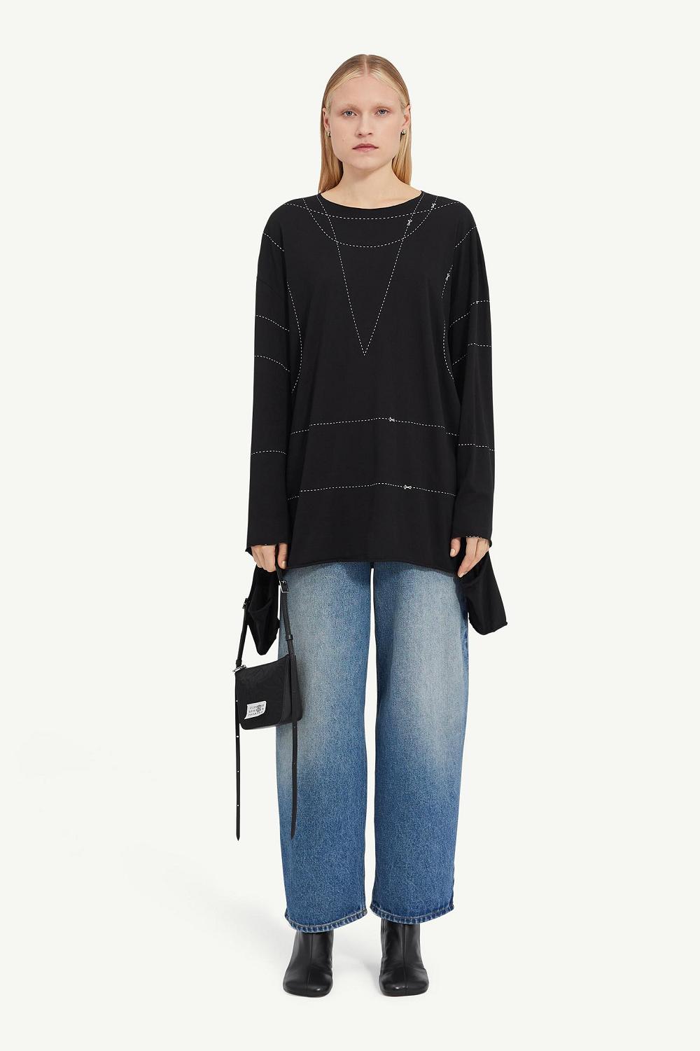 Black Maison Margiela Basic Jersey Sweatshirt | AU_MM58532