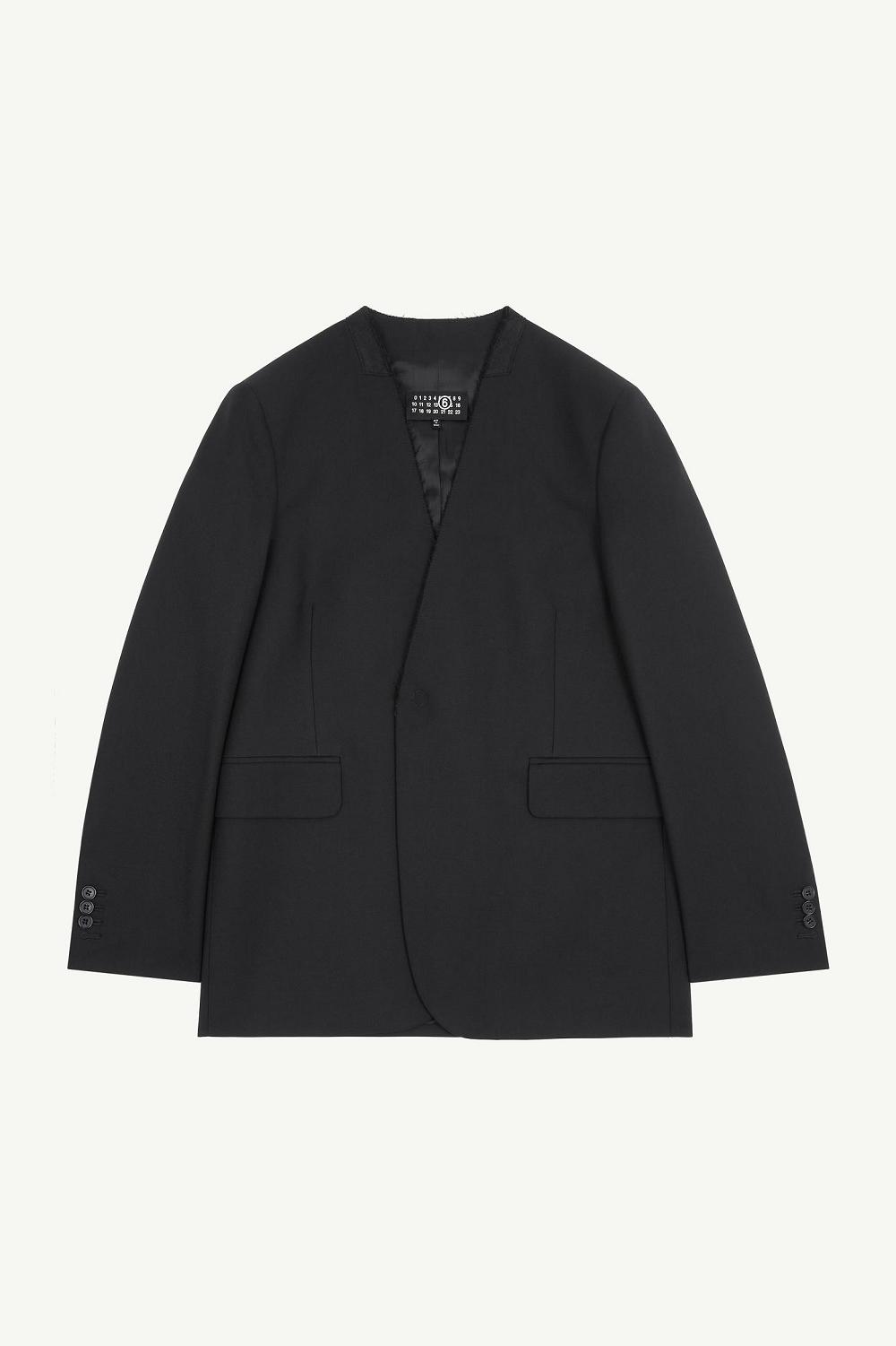 Black Maison Margiela Collarless Padded Suit Jacket | AU_MM79245