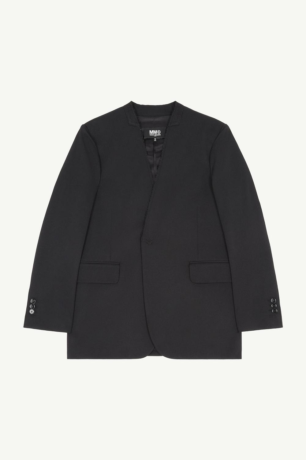 Black Maison Margiela Collarless Suit Jacket | AU_MM95783