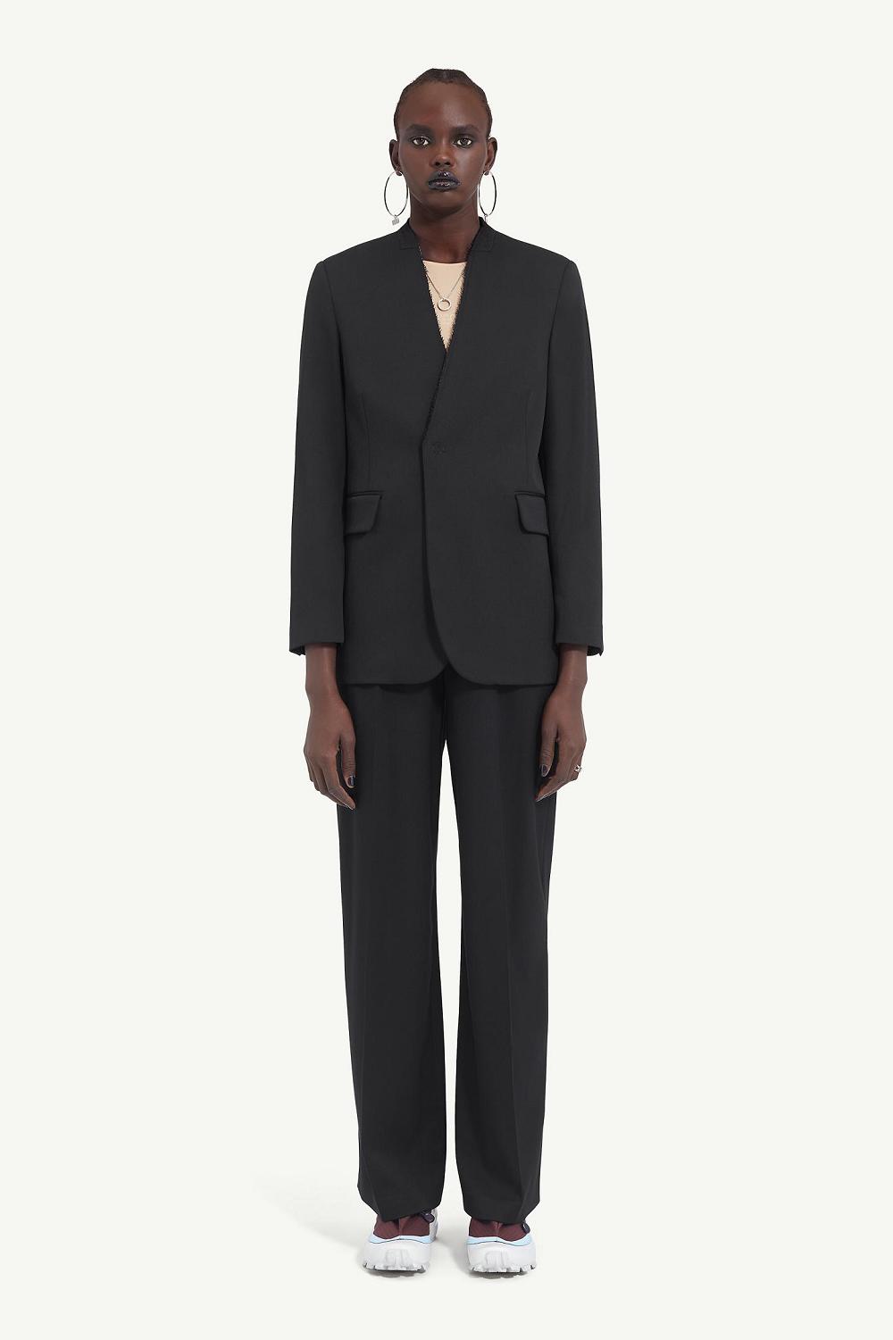 Black Maison Margiela Collarless Suit Jacket | AU_MM95783