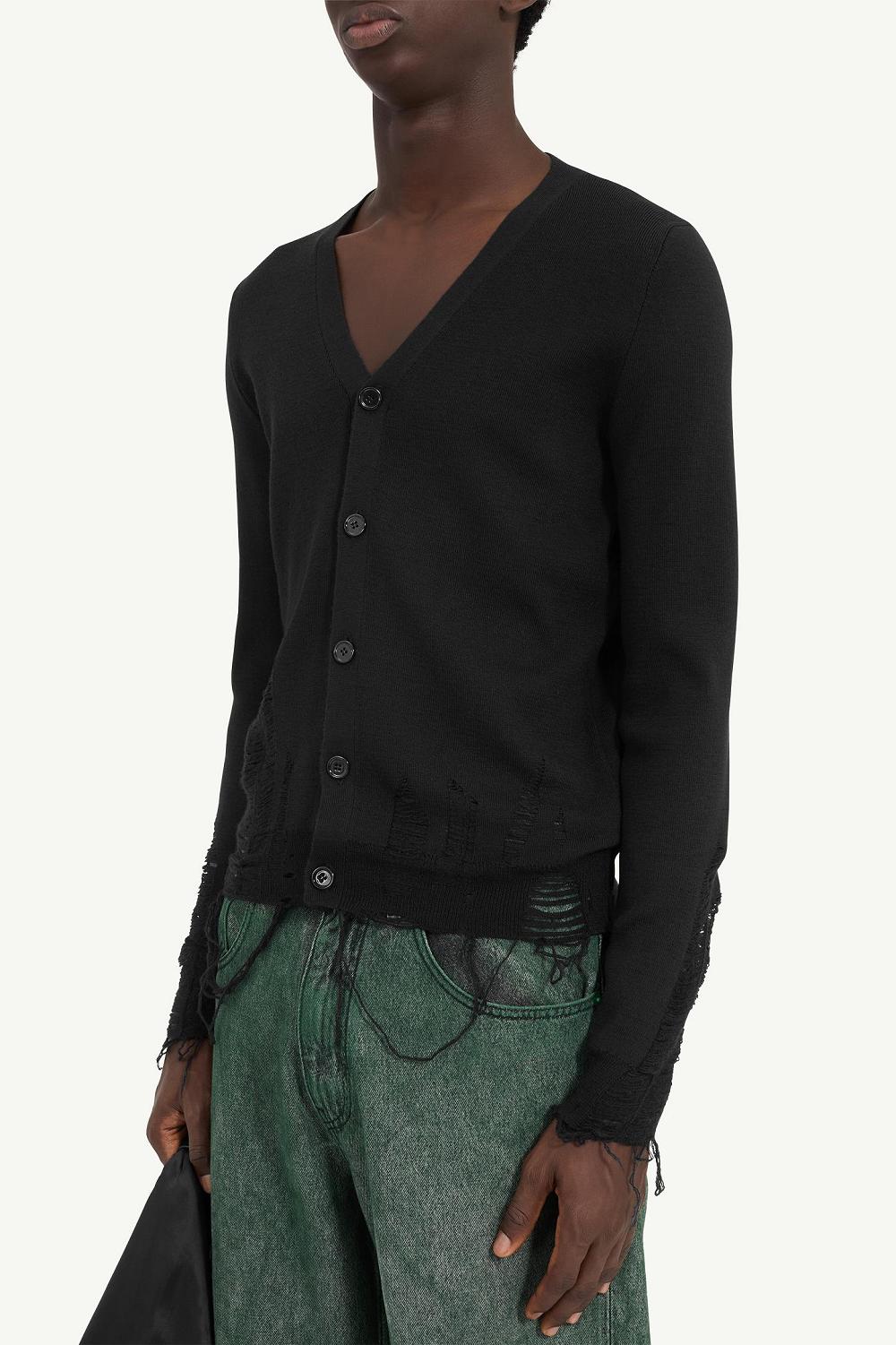 Black Maison Margiela Distressed Cardigan | AU_MM41887