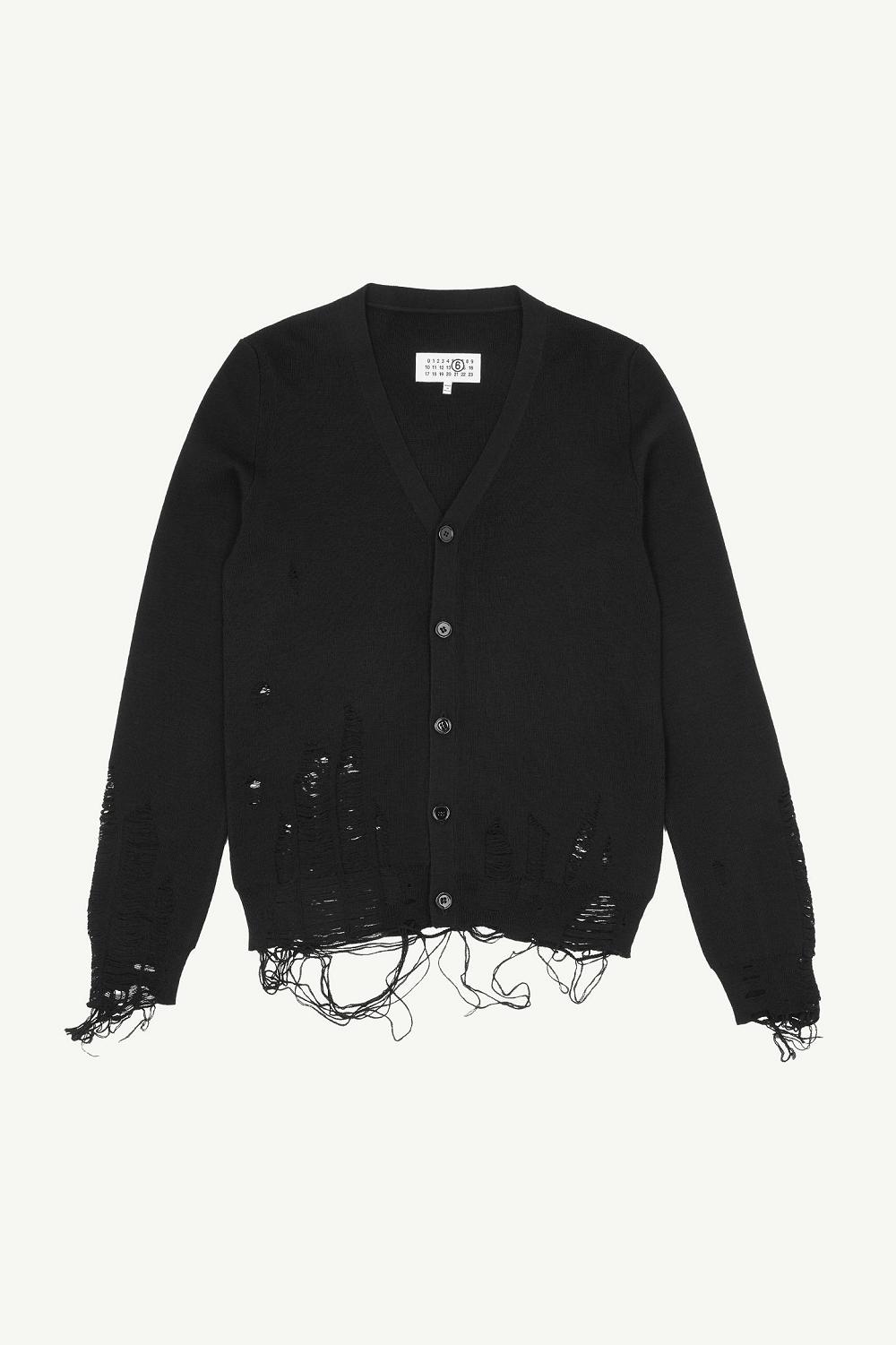 Black Maison Margiela Distressed Cardigan | AU_MM41887