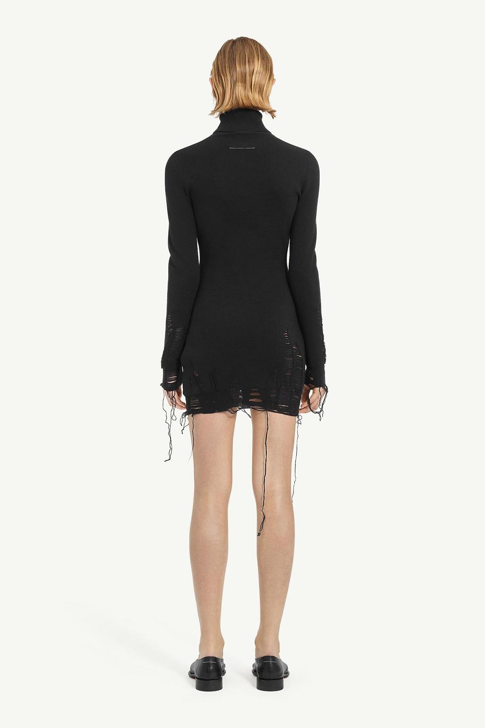 Black Maison Margiela Distressed Mini Dress | AU_MM79909