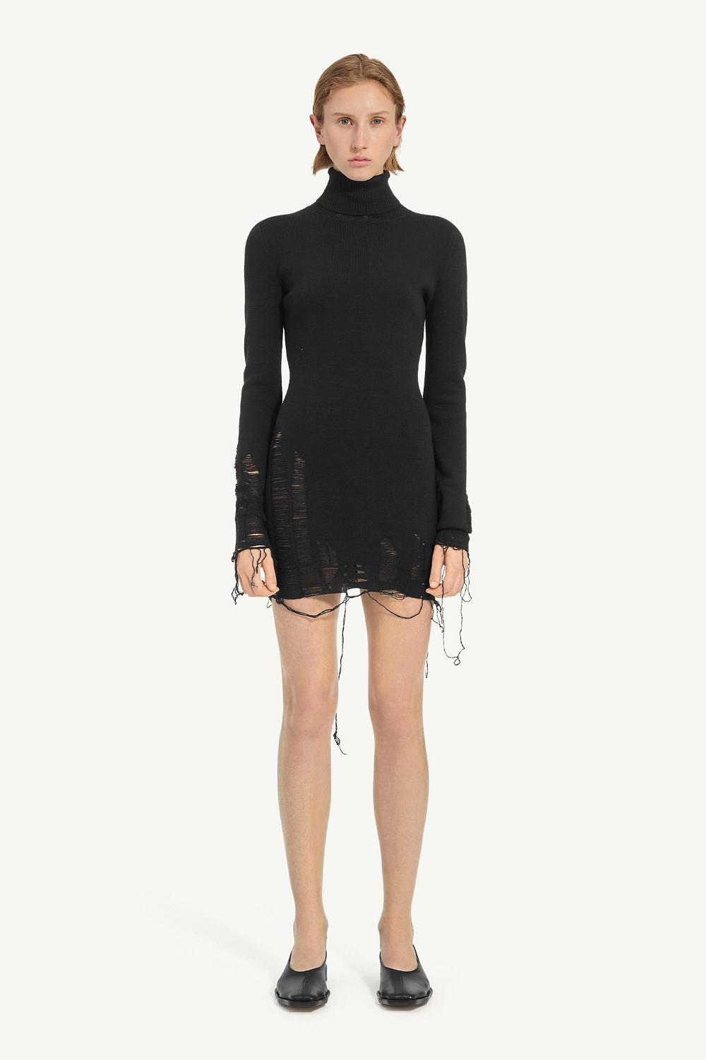 Black Maison Margiela Distressed Mini Dress | AU_MM79909