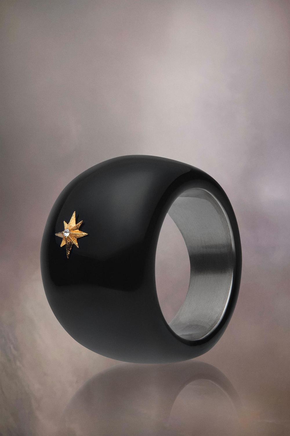 Black Maison Margiela Enamel Chunky Ring | AU_MM95690