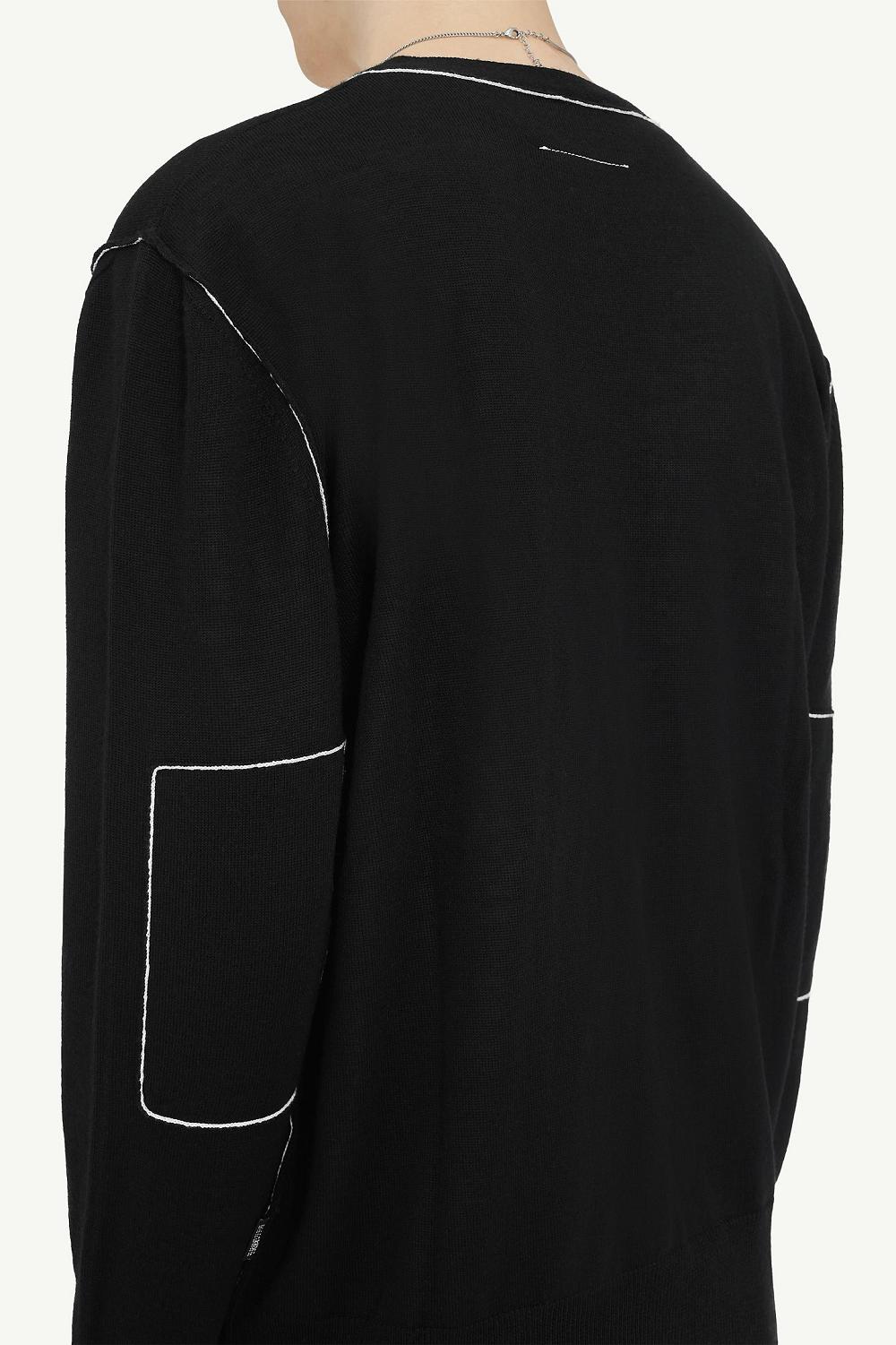 Black Maison Margiela Gauge 12 Lightweight V Neck Cardigan | AU_MM63298