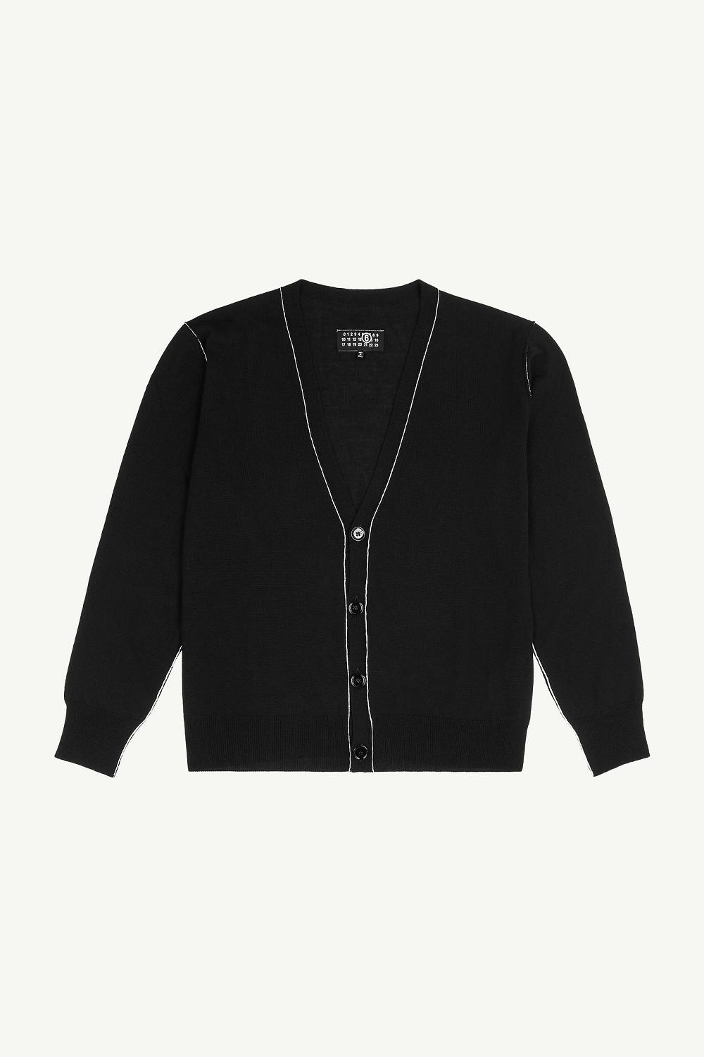 Black Maison Margiela Gauge 12 Lightweight V Neck Cardigan | AU_MM63298