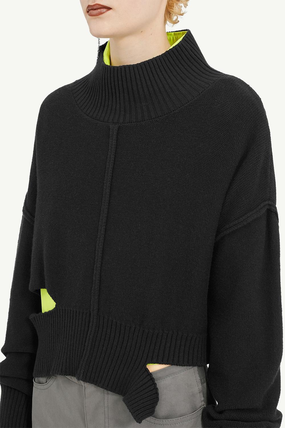 Black Maison Margiela Gauge Black Boxy Distressed Jumper | AU_MM58023