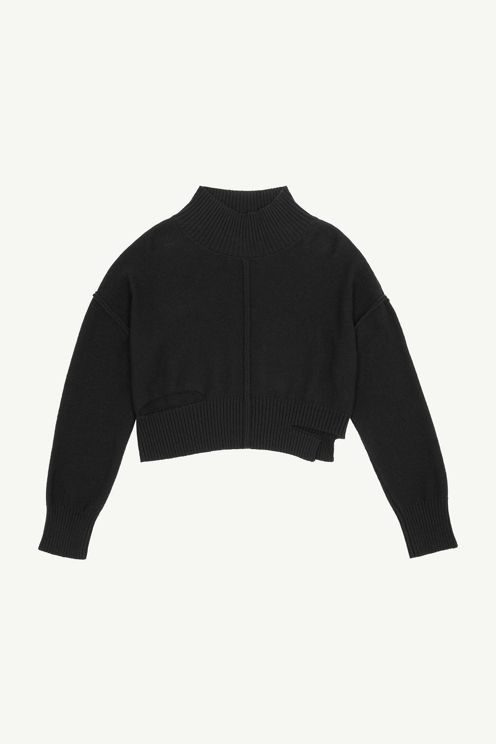 Black Maison Margiela Gauge Black Boxy Distressed Jumper | AU_MM58023