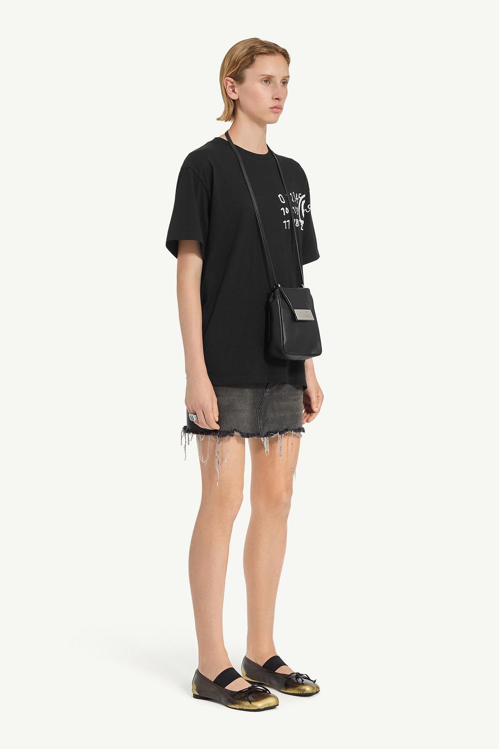 Black Maison Margiela Numeric Dropped-shoulder T-shirt | AU_MM96657