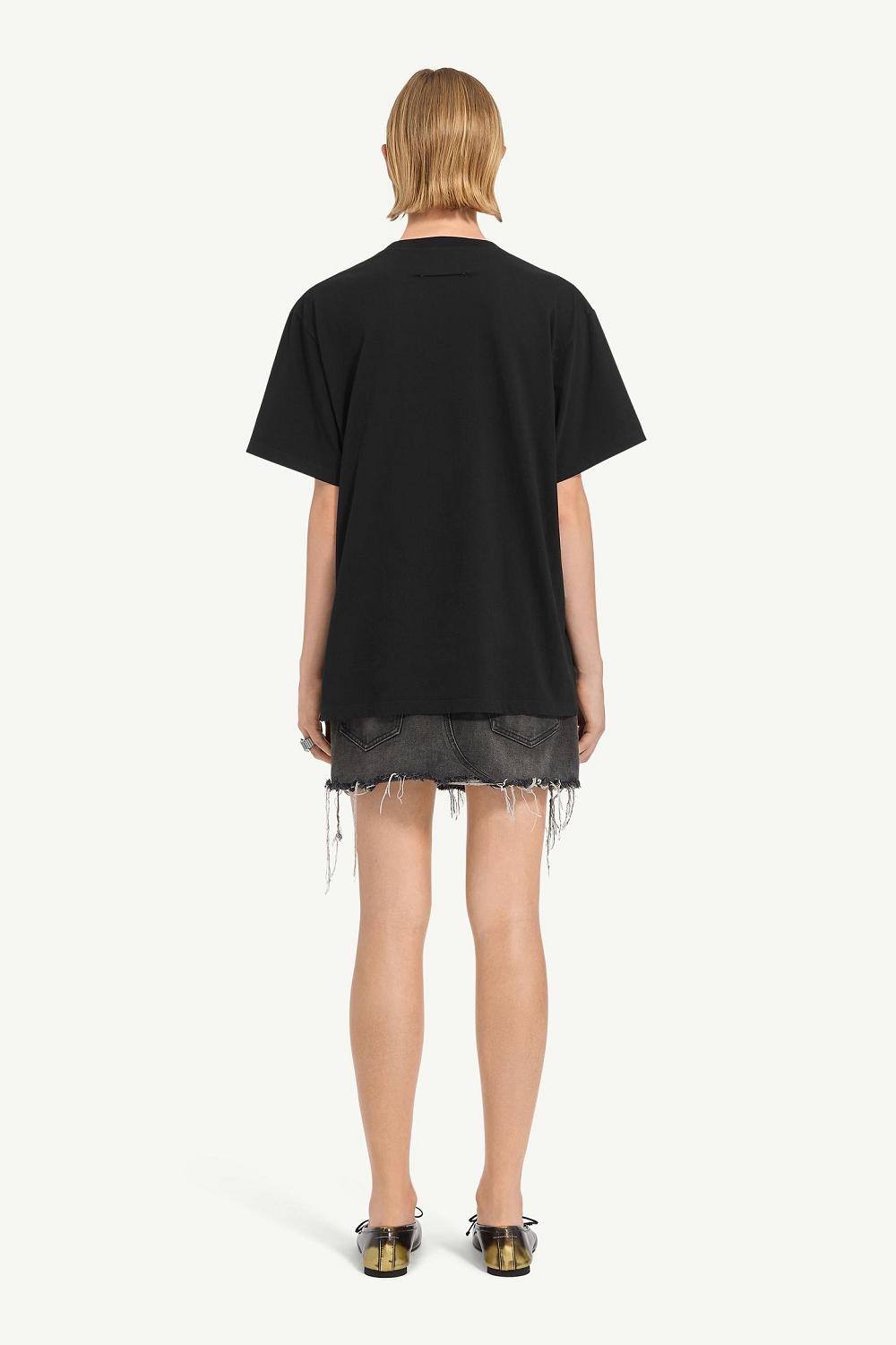 Black Maison Margiela Numeric Dropped-shoulder T-shirt | AU_MM96657