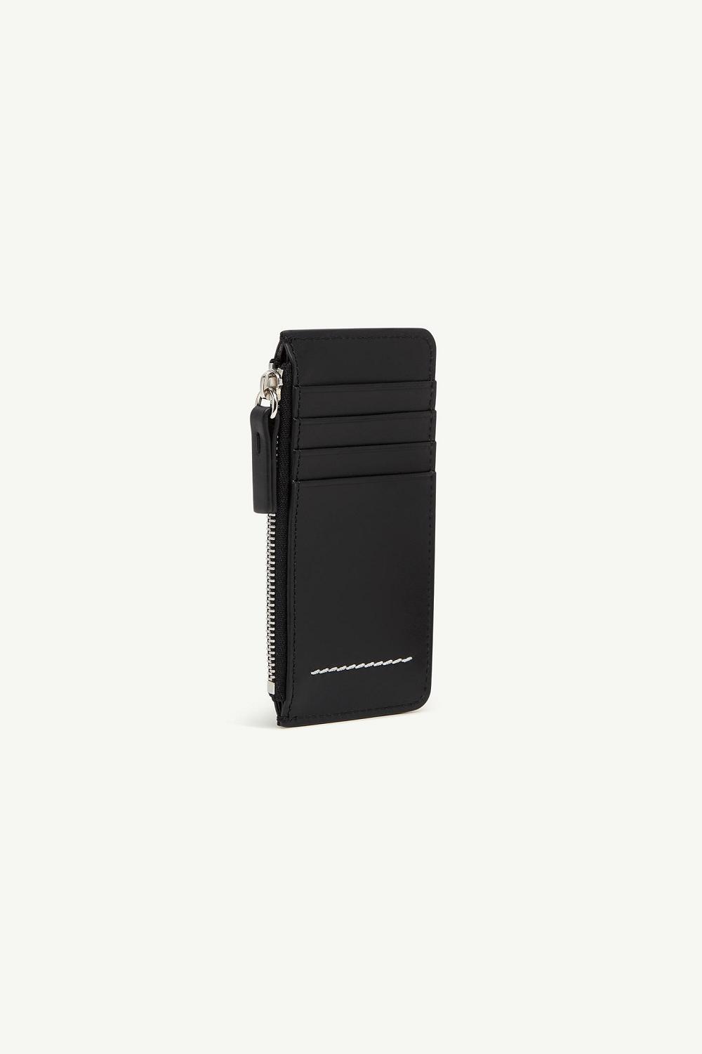 Black Maison Margiela Numeric Logo Zip Card Holder | AU_MM87482