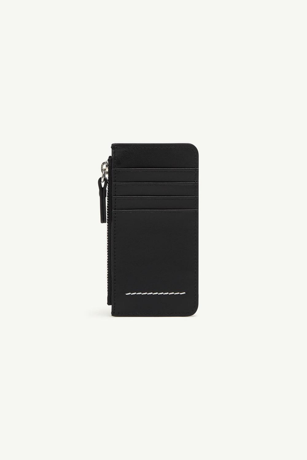 Black Maison Margiela Numeric Logo Zip Card Holder | AU_MM42775