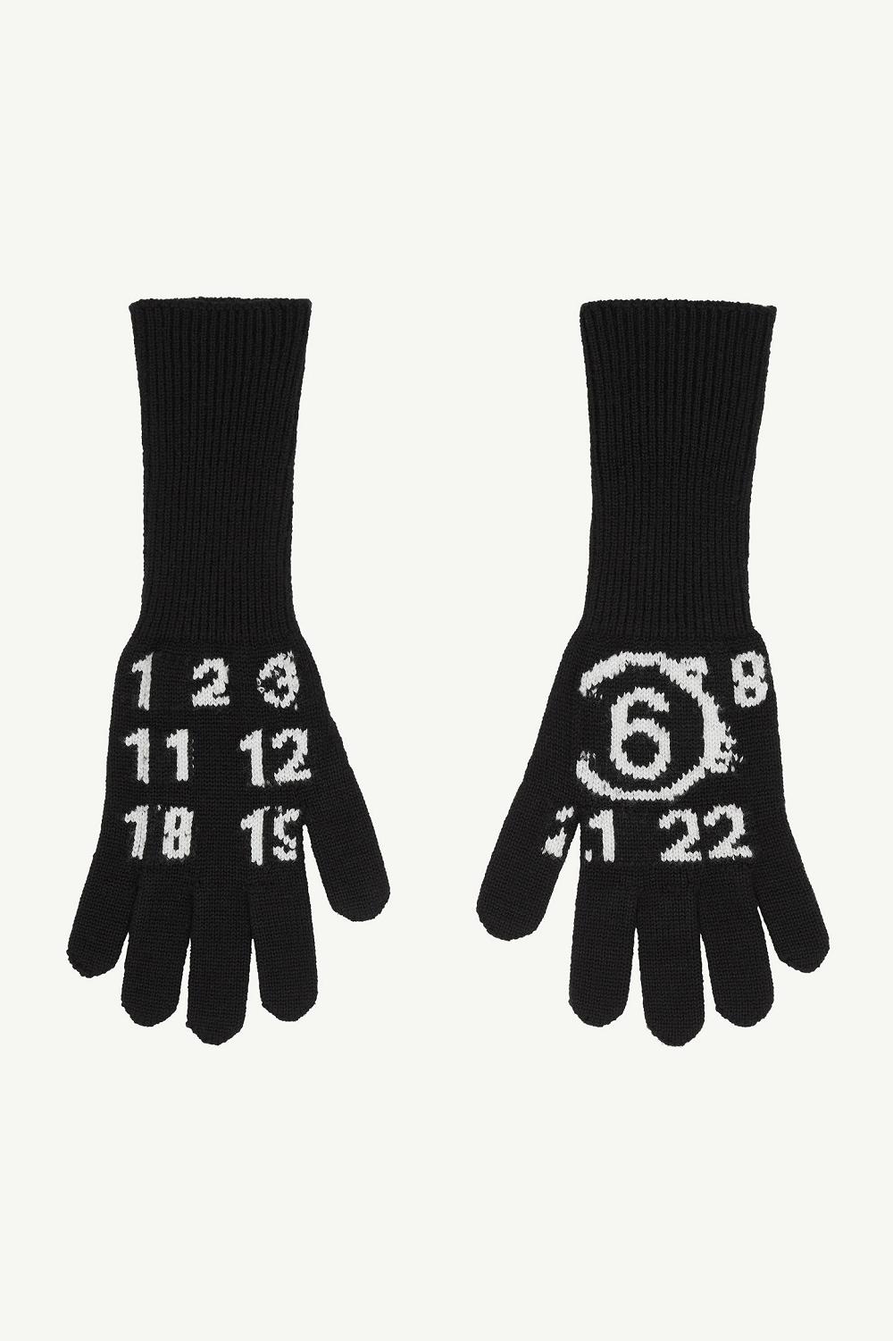 Black Maison Margiela Numeric Wool Gloves | AU_MM28961