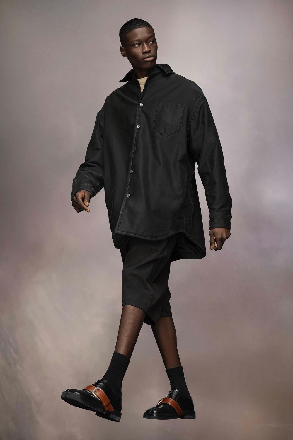 Black Maison Margiela Padded Satin Cotton Shirt | AU_MM32385