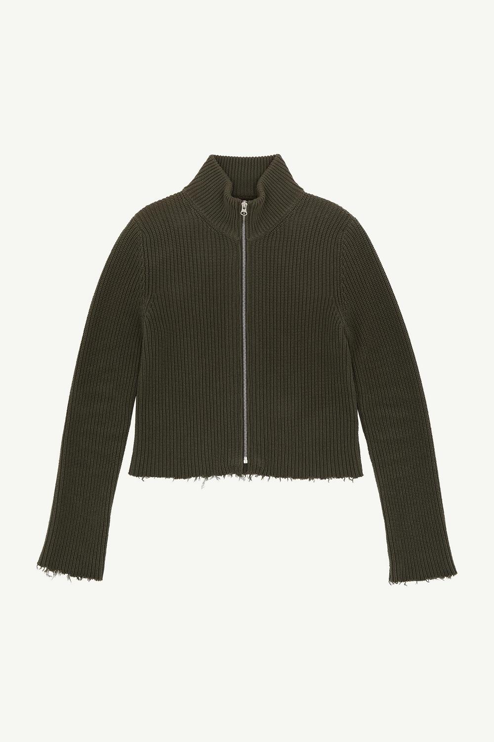 Black Maison Margiela Ribbed Cotton Zip Cardigan | AU_MM74645