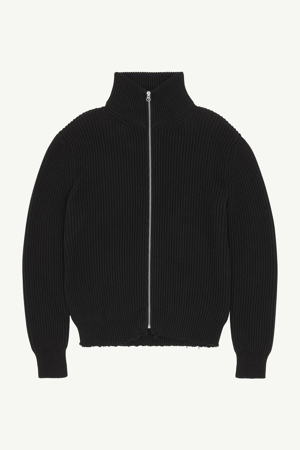 Black Maison Margiela Ribbed Knit Sportsjacket | AU_MM96731