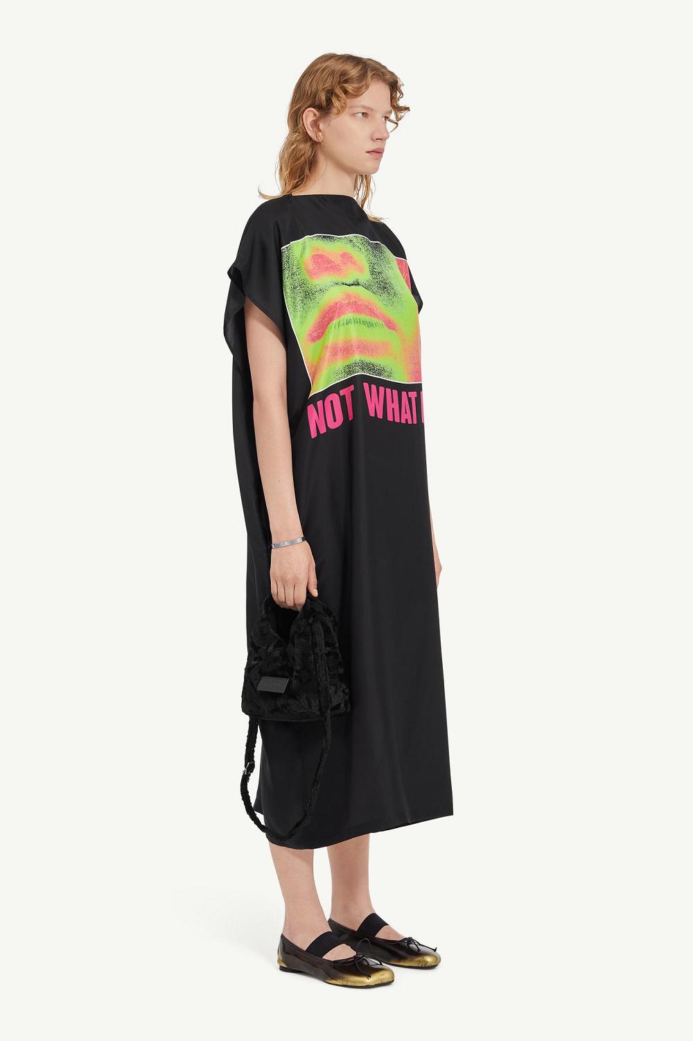 Black Maison Margiela Silk Midi Dress | AU_MM96982