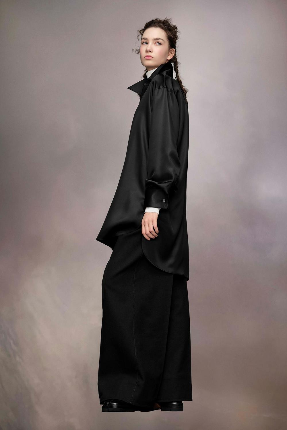 Black Maison Margiela Silk Shirt Dress | AU_MM54185